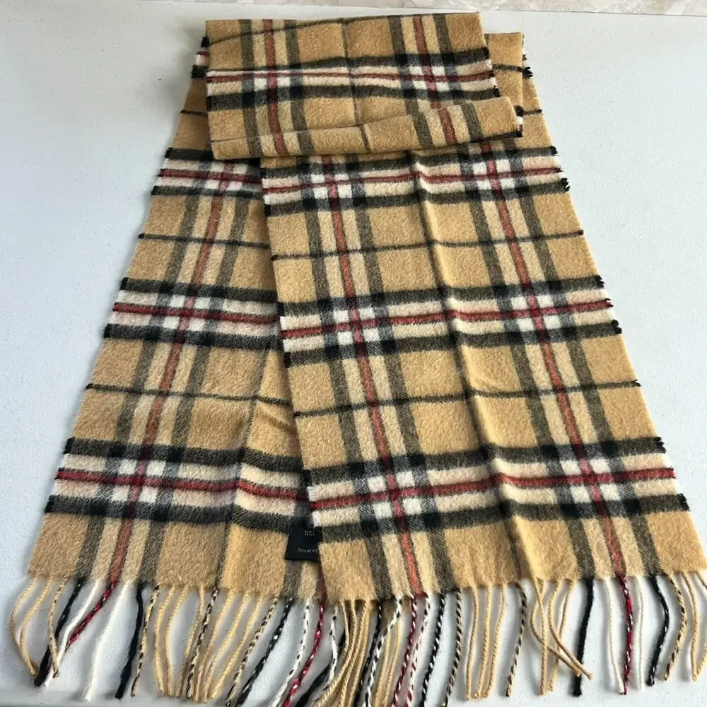 Heritage Collection Soft Cashmere Scarf With Fringe Brown Plaid 62